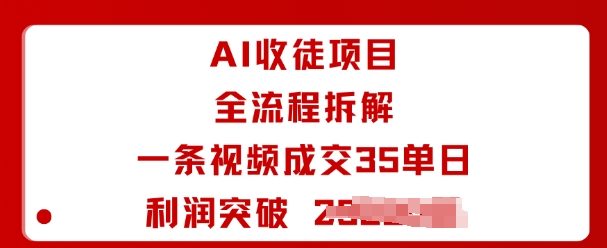 AI收徒项目全流程拆解一条视频成交35单日利润突破1k+-喜上心头项目超市