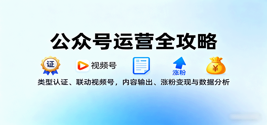 公众号运营全攻略：类型认证、联动视频号，内容输出、涨粉变现与数据分析-喜上心头项目超市