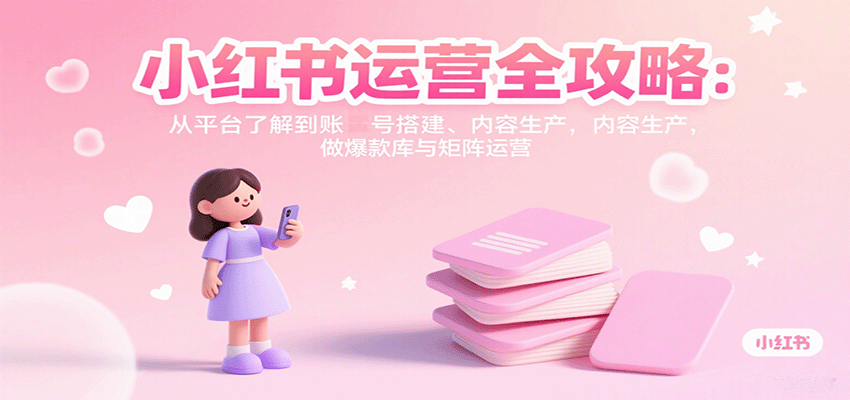 小红书运营全攻略：从平台了解到账号搭建、内容生产，做爆款库与矩阵运营-喜上心头项目超市
