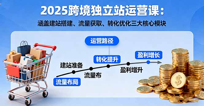 2025跨境独立站运营课：涵盖建站搭建、流量获取、转化优化三大核心模块-喜上心头项目超市