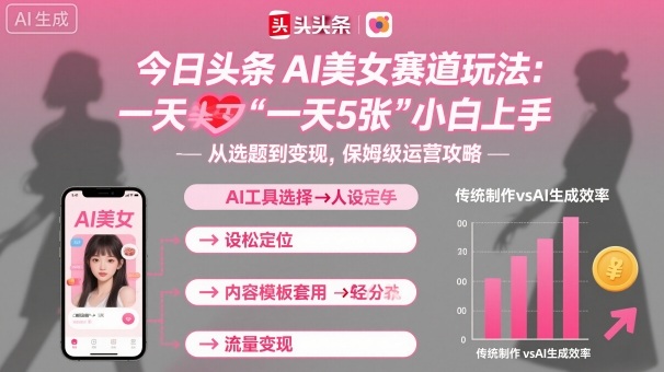 今日头条AI美女赛道玩法，一天轻松5张，小白轻松上手-喜上心头项目超市