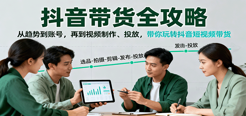 抖音带货全攻略:从趋势到账号,再到视频制作、投放,带你玩转抖音短视频带货-喜上心头项目超市