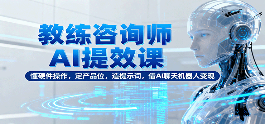 教练咨询师AI提效课:懂硬件操作,定产品位,造提示词,借AI聊天机器人变现-喜上心头项目超市