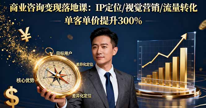 商业咨询变现落地课:IP定位/视觉营销/流量转化,单客单价提升300%-喜上心头项目超市