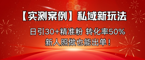 【实测案例】私域新玩法，日引30+精准粉，转化率50%，新人照做也能出单！-喜上心头项目超市
