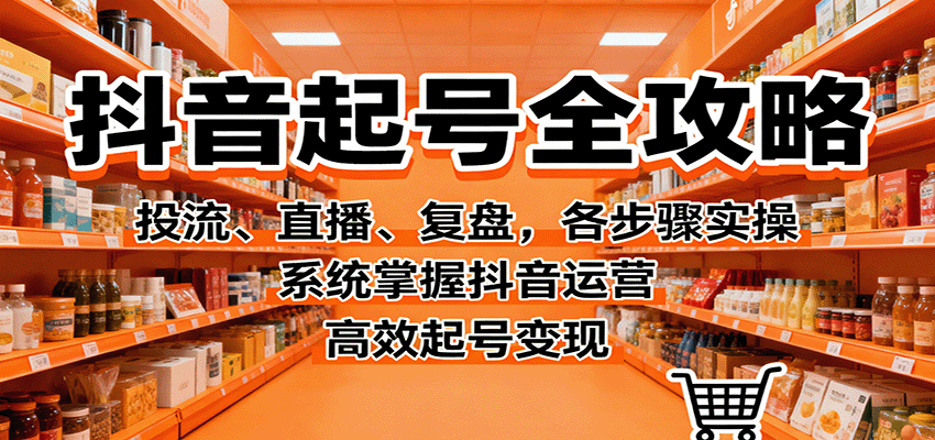 抖音起号全攻略，投流、直播、复盘，各步骤实操，系统掌握抖音运营，高效起号变现-喜上心头项目超市