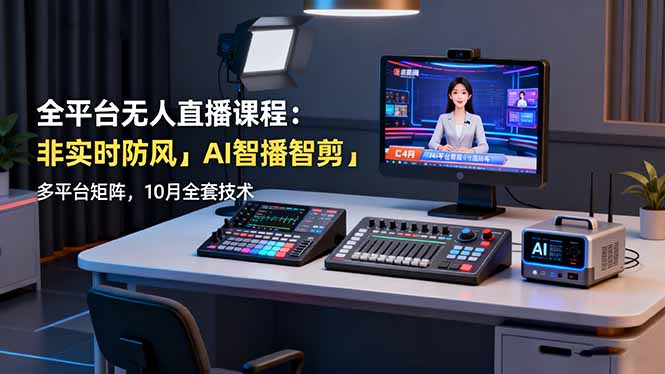 全平台无人直播课程:非实时防风+AI智播智剪+多平台矩阵,10月全套技术-喜上心头项目超市