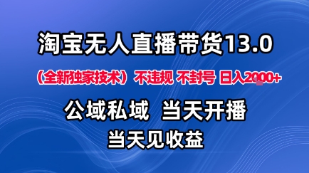 淘宝无人直播13.0，公域私域技术，不封号，不违规布局下半年旺季赛道，日入1K+(独家技术)【揭秘】-喜上心头项目超市