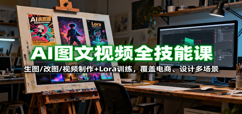 AI图文视频全技能课：生图/改图/视频制作+Lora训练，覆盖电商 、设计多场景-喜上心头项目超市