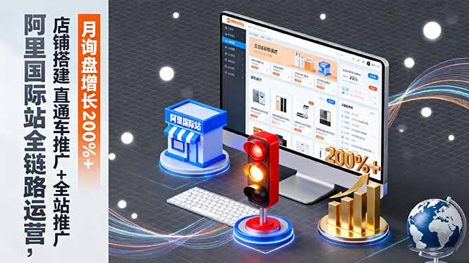 阿里国际站全链路运营，店铺搭建+直通车推广+全站推广，月询盘增长200%+-喜上心头项目超市