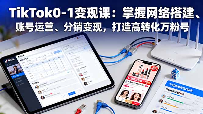 TikTok0-1变现课：掌握网络搭建、账号运营、分销变现，打造高转化万粉号-喜上心头项目超市