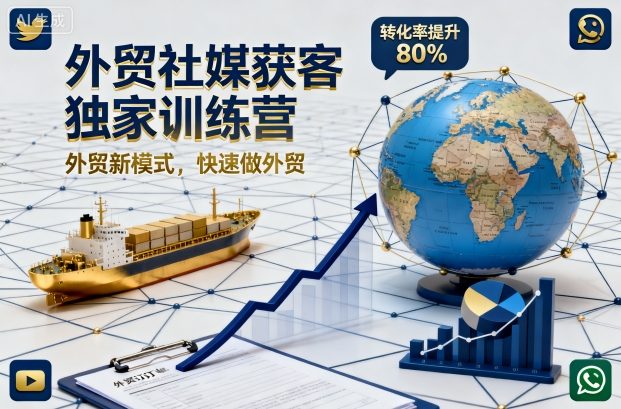 外贸社媒获客独家训练营，外贸新模式，快速做外贸-喜上心头项目超市