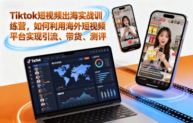 Tiktok短视频出海实战训练营,如何利用海外短视频平台实现引流、带货、测评-喜上心头项目超市
