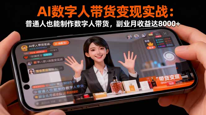 AI数字人带货变现实战：普通人也能制作数字人带货，副业月收益达8000+-喜上心头项目超市