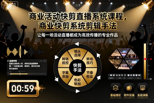 商业活动快剪直播系统课程，商业快剪系统剪辑手法-喜上心头项目超市