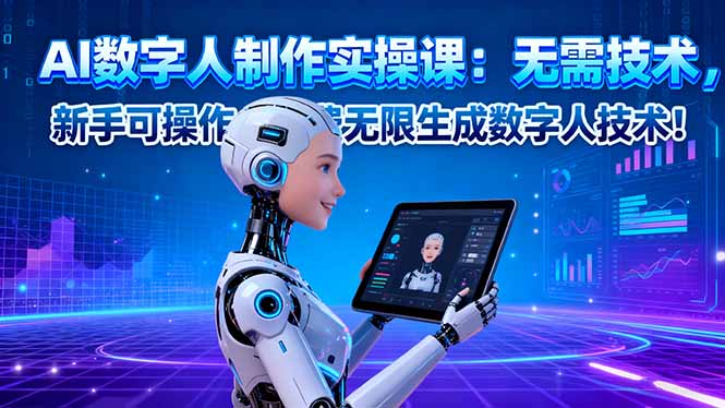 AI数字人制作实操课:无需技术,新手可操作,免费无限生成数字人技术!-喜上心头项目超市