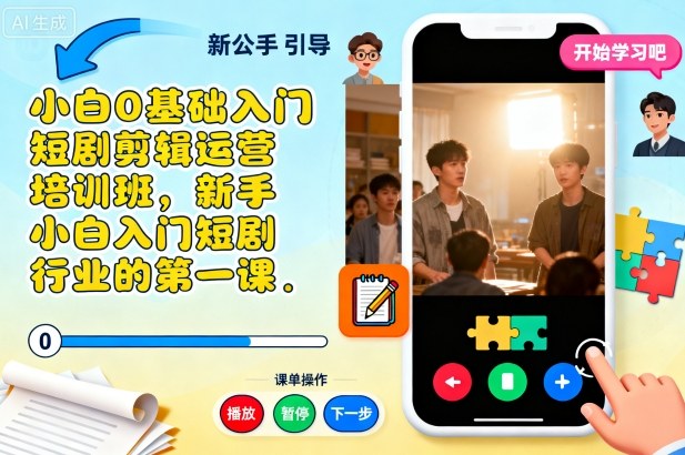 小白0基础入门短剧剪辑运营培训班,新手小白入门短剧行业的第一课-喜上心头项目超市