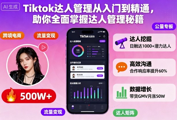 Tiktok达人管理从入门到精通，助你全面掌握达人管理秘籍-喜上心头项目超市