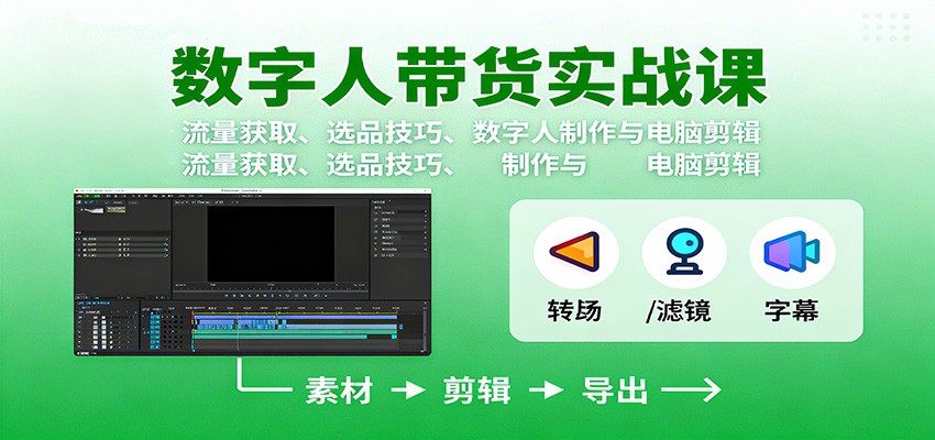 数字人变现实战课:流量获取、选品技巧、数字人制作与电脑剪辑-喜上心头项目超市