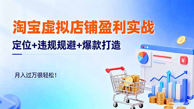 淘宝虚拟店铺盈利实战：定位+违规规避+爆款打造，月入过万很轻松！-喜上心头项目超市