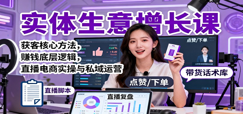实体生意增长课：获客核心方法，赚钱底层逻辑，直播电商实操与私域运营-喜上心头项目超市