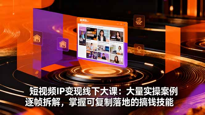 短视频IP变现线下大课：大量实操案例逐帧拆解，掌握可复制落地的搞钱技能-喜上心头项目超市