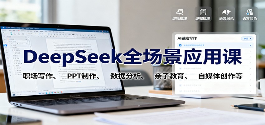 DeepSeek全场景应用课：职场写作、 PPT制作、数据分析、亲子教育、自媒体创作等-喜上心头项目超市
