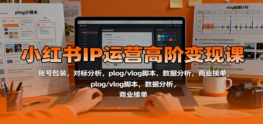 小红书IP运营高阶变现课：账号包装，对标分析，plog/vlog脚本，数据分析，商业接单-喜上心头项目超市