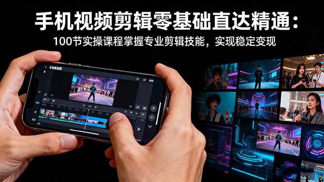 手机视频剪辑零基础直达精通：100节实操课程掌握专业剪辑技能，实现稳...-喜上心头项目超市