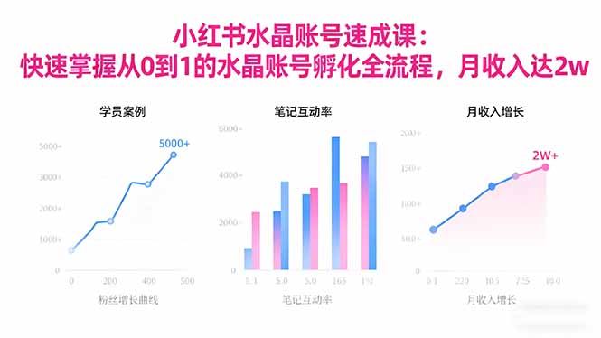 2025小红书水晶账号速成课：快速掌握从0-1水晶账号孵化全流程，月收入达2w-喜上心头项目超市