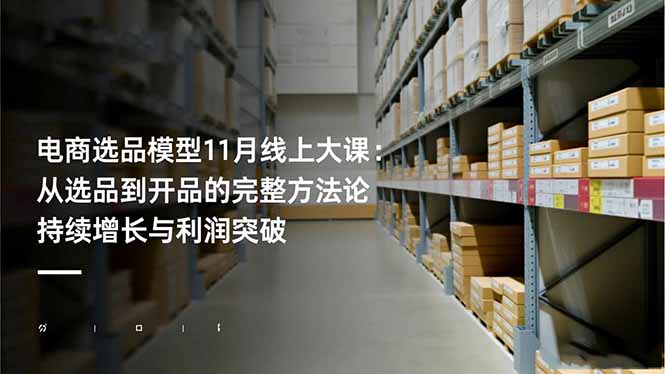 电商选品模型11月线上大课：从选品到开品的完整方法论 持续增长与利润突破-喜上心头项目超市