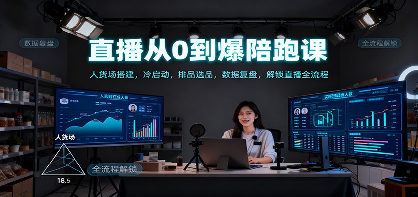 直播从0到爆陪跑课:人货场搭建,冷启动,排品选品,数据复盘,解锁直播全流程-喜上心头项目超市