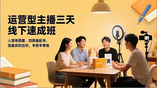 运营型主播三天线下班，人货场搭建,四部曲起号,流量实时应对，手把手带练-喜上心头项目超市