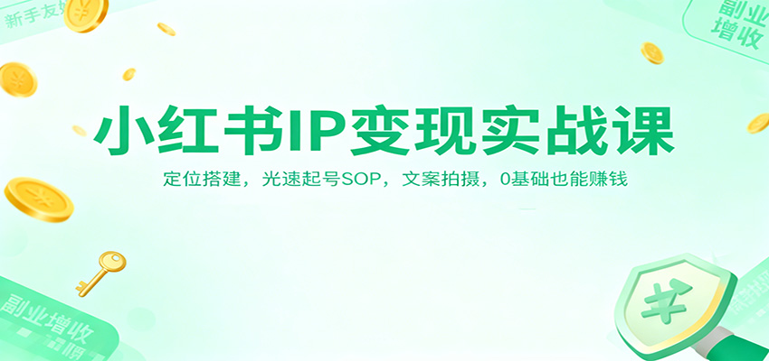 小红书IP变现实战课：定位搭建，光速起号SOP，文案拍摄，0基础也能赚钱-喜上心头项目超市